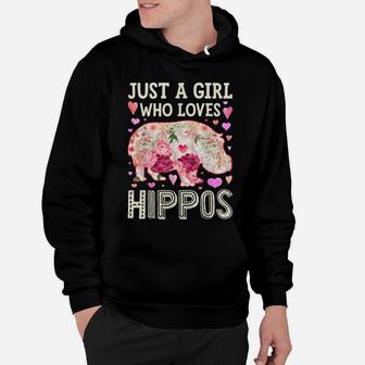 Just A Girl Who Loves Hippos Hippo Hippopotamus Women Flower Hoodie | Crazezy DE