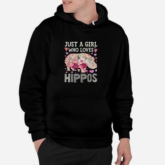 Just A Girl Who Loves Hippos Hippo Hippopotamus Women Flower Hoodie | Crazezy AU