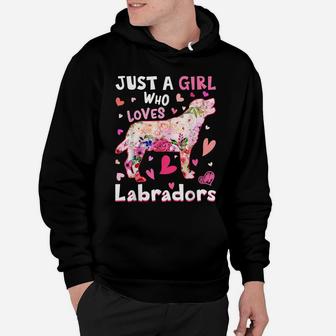 Just A Girl Who Loves Labradors Dog Funny Flower Dog Lover Hoodie | Crazezy DE