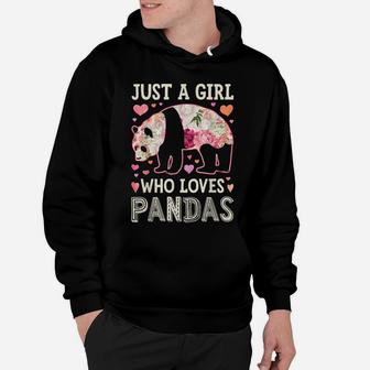 Just A Girl Who Loves Pandas Funny Panda Silhouette Flower Hoodie | Crazezy