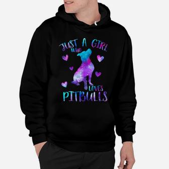 Just A Girl Who Loves Pitbulls Galaxy Space Pitbull Mom Gift Hoodie | Crazezy