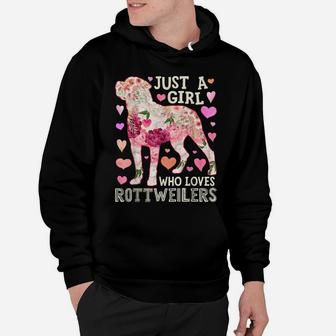 Just A Girl Who Loves Rottweilers Dog Silhouette Flower Gift Hoodie | Crazezy DE