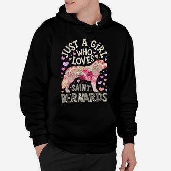Just A Girl Who Loves Saint Bernards St Bernard Dog Flower Hoodie | Crazezy