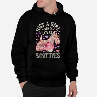 Just A Girl Who Loves Scotties Scottish Terrier Dog Flower Hoodie | Crazezy