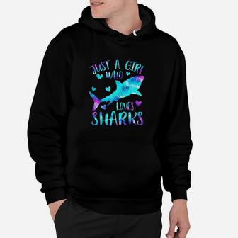 Just A Girl Who Loves Sharks Galaxy Shark Lover Girls Hoodie - Thegiftio UK