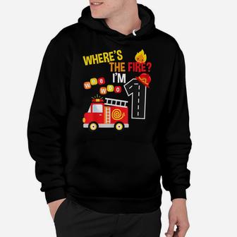 Kids 1St Birthday Party Fire Truck Toddler I'm 1 Year Old Hoodie | Crazezy AU