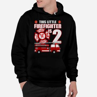 Kids 2 Year Old Firefighter Birthday Party Fire Truck 2Nd Gift Hoodie | Crazezy CA