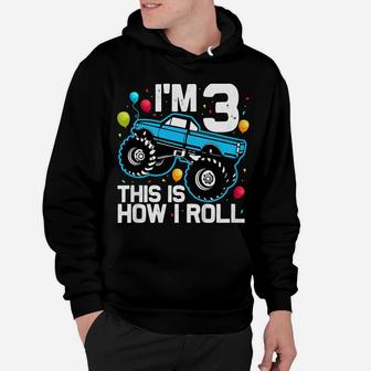 Kids 3 Year Old Shirt 3Rd Birthday Boy Monster Truck Car Hoodie | Crazezy