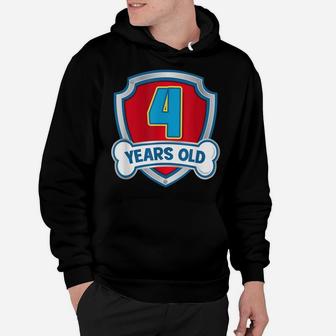 Kids 4 Year Old 4Th Birthday Paw Themed Party Boys Girls Tee Hoodie | Crazezy UK