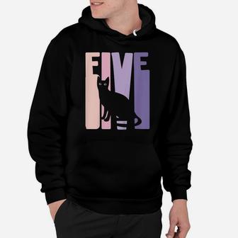 Kids 5Th Birthday Gift Cute Cat Fan 5 Years Old For Girls Hoodie | Crazezy