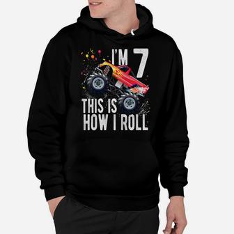 Kids 7 Year Old Shirt 7Th Birthday Boy Monster Truck Car T Shirt Hoodie | Crazezy CA