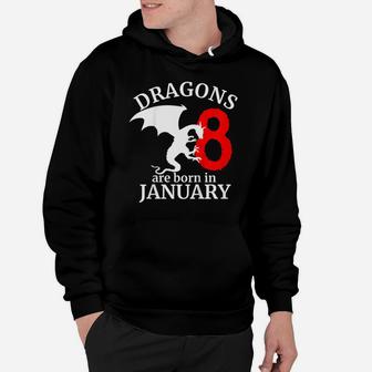 Kids 8 Year Old 8Th Birthday Dragons Are Born In January Gift Hoodie | Crazezy CA