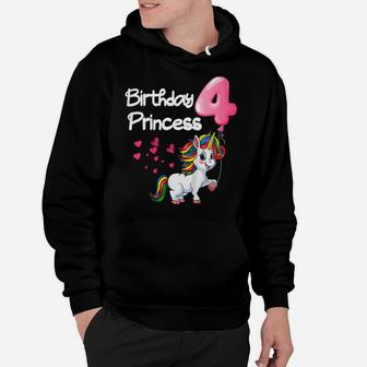 Kids Birthday Princess 4 Years Old Unicorn 4Th Birthday For Girls Hoodie | Crazezy DE