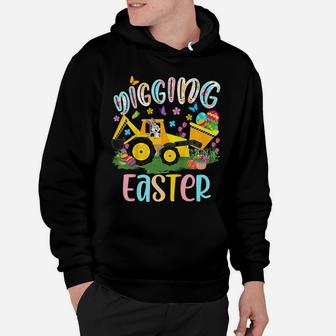 Kids Digging Easter Bunny Driving Tractor Excavator Eggs Hunting Hoodie | Crazezy AU