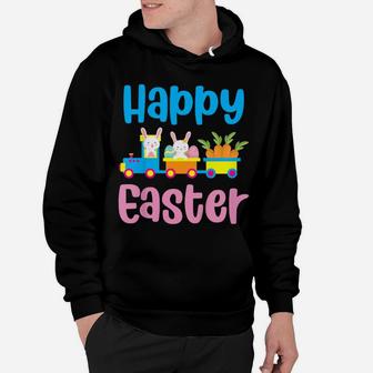 Kids Happy Easter Bunny Rabbit Egg Hunting Train Lover Hoodie | Crazezy UK