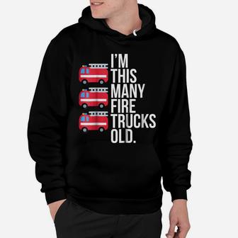 Kids Im This Many Fire Trucks Old 3 Year Old Birthday Hoodie | Crazezy UK