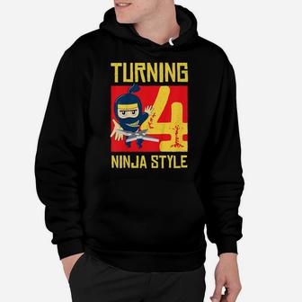 Kids Kids Birthday Shirt 4 - 4 Year Old Ninja Birthday Gift Hoodie | Crazezy