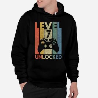 Kids Level 7 Unlocked Shirt Funny Video Gamer 7Th Birthday Gift Hoodie | Crazezy