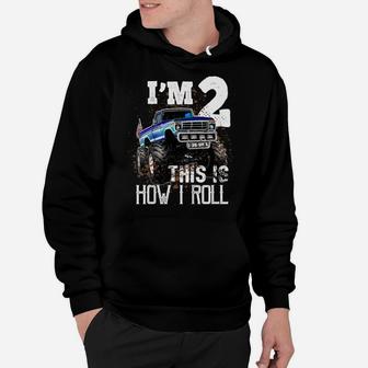 Kids This Is How I Roll Monster Truck 2Nd Birthday Shirt Boy Gift Hoodie | Crazezy DE