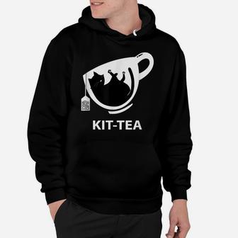 Kit-Tea A Cute Black Cat With Tea Funny Cat Lovers Black Cat Hoodie | Crazezy AU