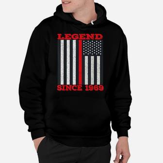 Legend Since 1969 50Th Birthday Thin Red Line Firefighter Hoodie | Crazezy