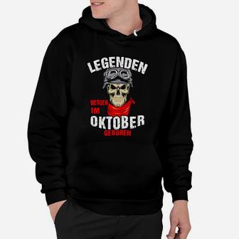 Legenden Geburtsmonat Hoodie mit Oktober Geburtstag & Skull Motiv - Seseable