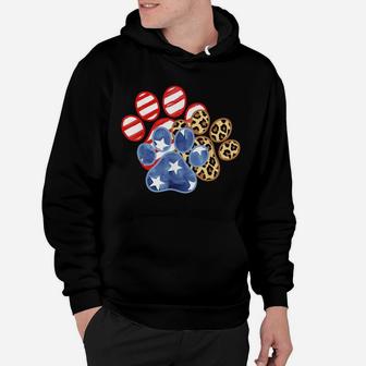 Leopard American Flag Hearts 4Th Of July Dog Paw Print Cute Hoodie | Crazezy UK