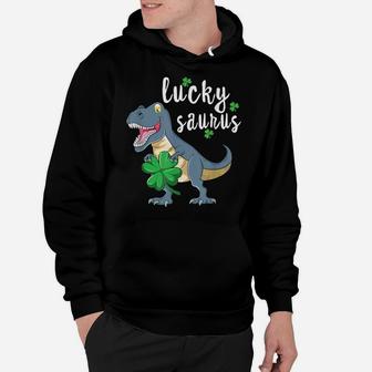 Leprechaun Dinosaur T Rex T Shirt St Patrick's Day Boys Kids Hoodie | Crazezy