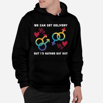 Lesbian Flag Rainbow Pride Eat Out Valentines Day Hoodie - Monsterry UK