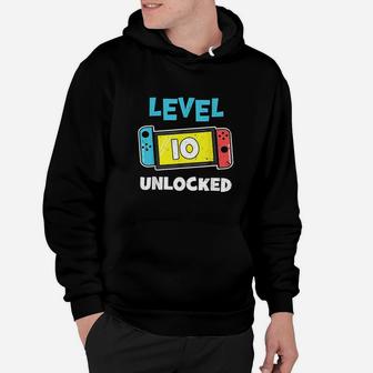 Level 10 Unlocked Gamer 10Th Birthday Gift Video Game Lovers Hoodie | Crazezy
