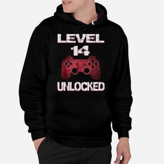 Level 14 Unlocked Boys 14Th Birthday 14 Year Old Gamer Gift Hoodie | Crazezy