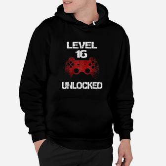 Level 16 Unlocked Boys 16Th Birthday 16 Year Old Gamer Hoodie | Crazezy