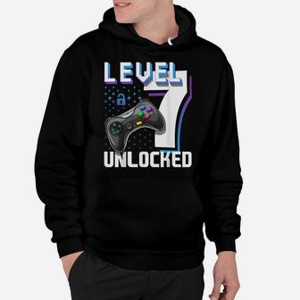 Level 7 Unlocked Video Game 7Th Birthday Gamer Gift Boys Hoodie | Crazezy DE