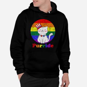 Lgbt Cat Lovers Purride Rainbow Flag American Flag Lgbtq Hoodie | Crazezy