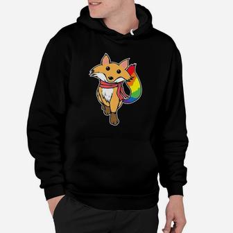 Lgbt Gay Pride Fox Animal Lover Rainbow Fox Hoodie - Monsterry UK