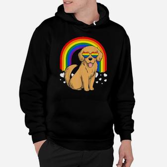Lgbt Golden Retriever Dog Gay Pride Rainbow Lgbtq Hoodie - Monsterry