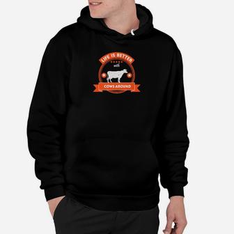 Life With Cow Funny Cow Lover Dairy Farmers Hoodie - Thegiftio UK