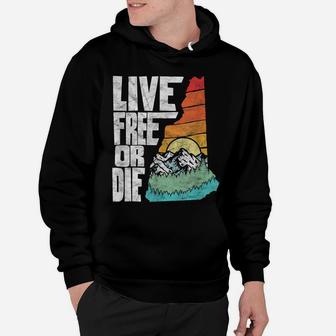 Live Free Or Die Retro New Hampshire Nature Graphic Hoodie | Crazezy