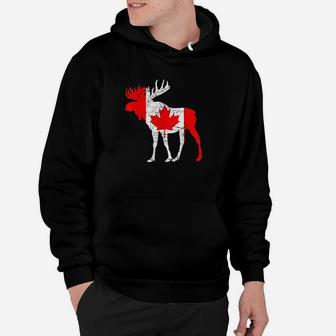 Love Canada Moose Funny Pride Maple Flag Gift Hoodie | Crazezy