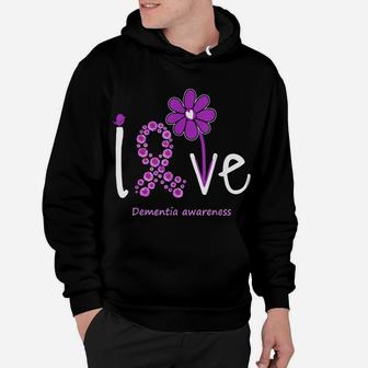 Love Dementia Awareness, Purple-Ribbon Flower Design Tee Hoodie | Crazezy