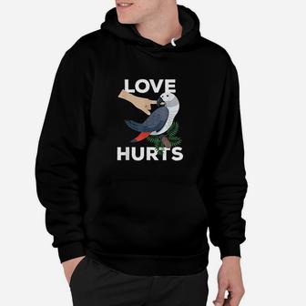 Love Hurts African Grey Parrot Biting Funny Gift Hoodie | Crazezy AU