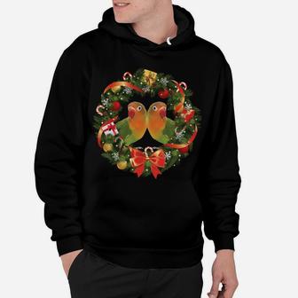 Lovebird Parrot Christmas Wreath Hoodie | Crazezy