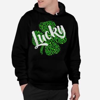 Lucky Leopard Print Shamrock St Patrick Day Four Leaf Clover Hoodie | Crazezy DE