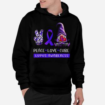 Lupus Awareness Peace Love Cure Purple Ribbon Gnome Womens Hoodie | Crazezy