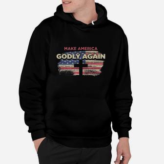 Make America Godly Again Retro Flag Hoodie - Thegiftio UK