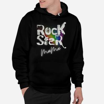 Mama Rock-Star Music-Lover Mothers-Day Distressed Rainbow Hoodie | Crazezy