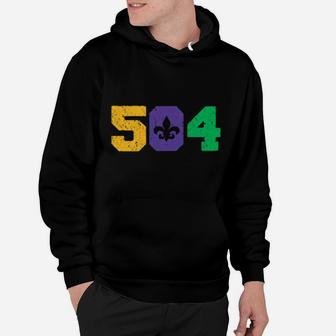 Mardi Gras 504 New Orleans State Louisiana Distressed Hoodie - Monsterry
