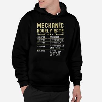 Mechanic Hourly Rate Labor Rates Funny Vintage Graphic Hoodie | Crazezy