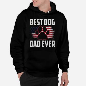 Mens American Flag Dog Dad Owner Best Dog Dad Ever Fathers Day Hoodie | Crazezy