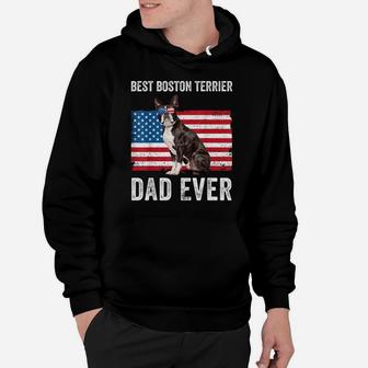 Mens Boston Terrier Dad Usa American Flag Dog Lover Owner Funny Hoodie | Crazezy CA